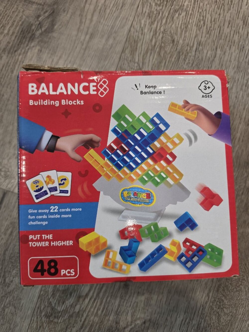 Balance Building Blocks Game For Kids 48 Pcs Colorful Blocks With Stand & Cards